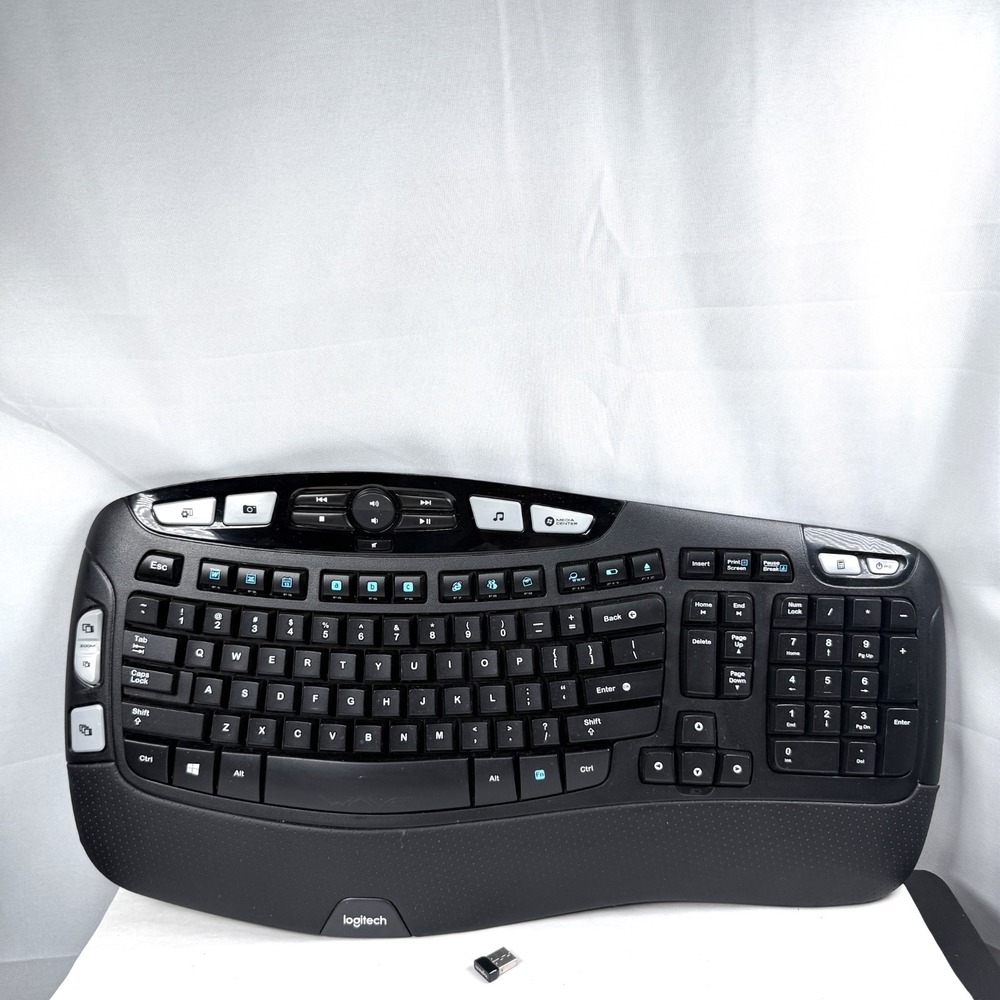 Logitech K350 Wireless Wave Ergonomic Keyboard With Unifying Receiver Dongle